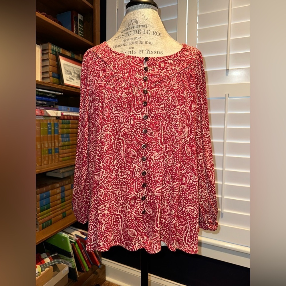 Christian Siriano Red Paisley Blouse